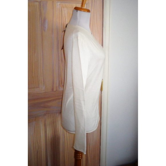 NWT - $125.00 - MASSIMO DUTTI Ivory 100% Cashmere Round Neck Sweater Size L - Picture 4 of 8